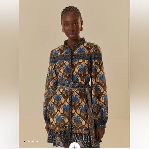 FARM RIO Beige Cocopalm Mini Dress